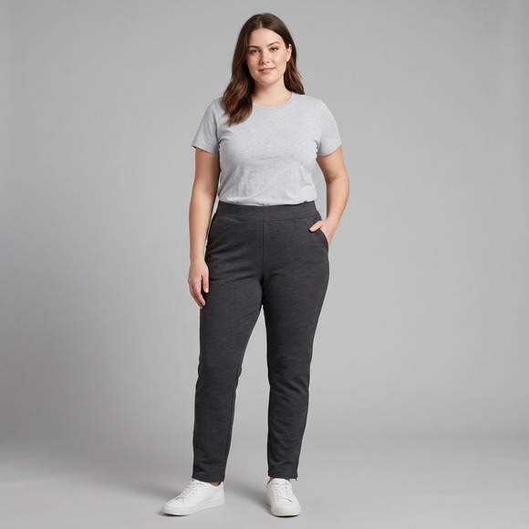 a new day Pants - A New Day Women XL Charcoal Gray Knit Pants Ankle Zip Tapered Stretch Pockets